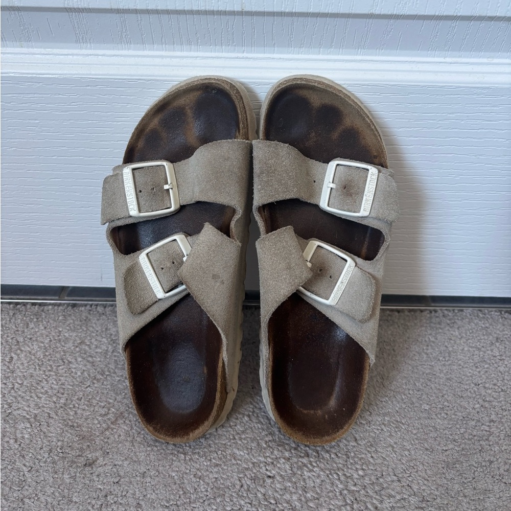 Taupe Suede Birkenstock Sandals